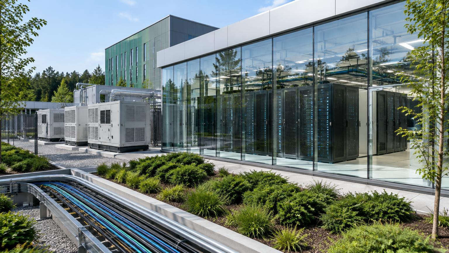 Illustrative computing research facility with backup infrastructure