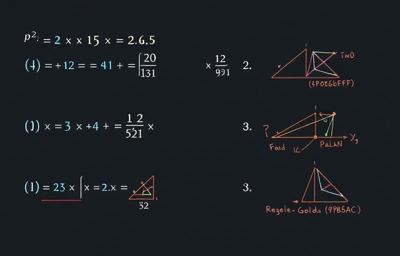 Mathematical problem-solving with step-by-step breakdowns and visual diagrams